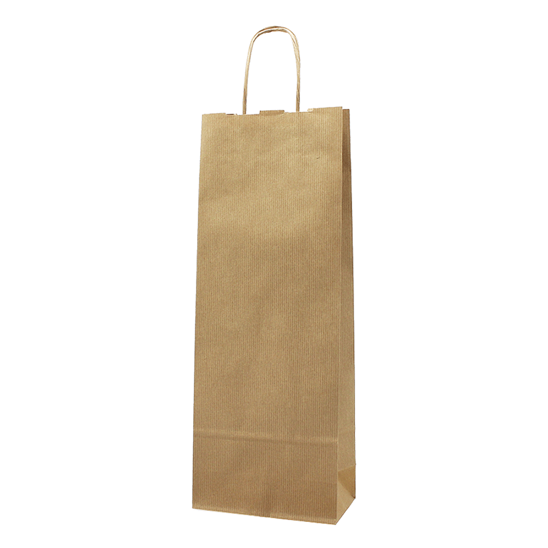 Saco de Papel 180x80x340mm Kraft Natural Asas Torcida (2 Garrafas)
