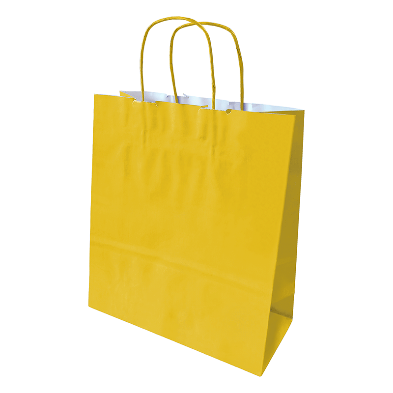 Bolsa de Papel 280x110x320mm Asas Rizadas 90G Amarillo