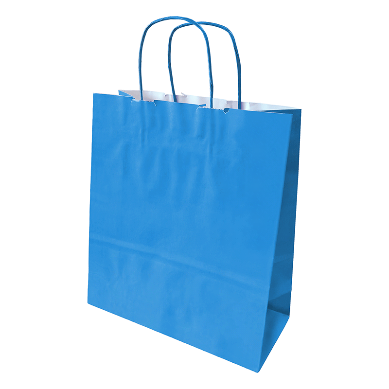 Saco de Papel 280x110x320mm Asas Torcidas 90G Azul Claro