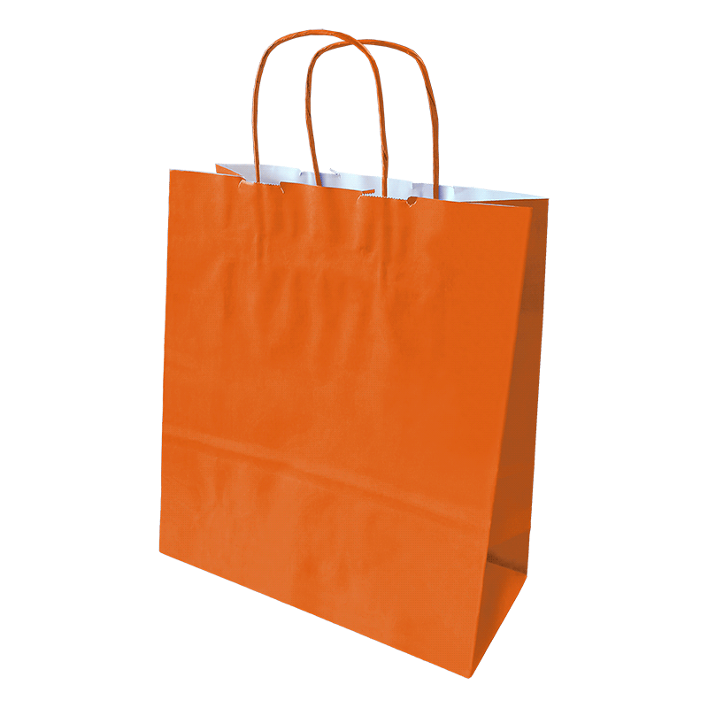 Saco de Papel 280x110x320mm Asas Torcidas 90G Laranja