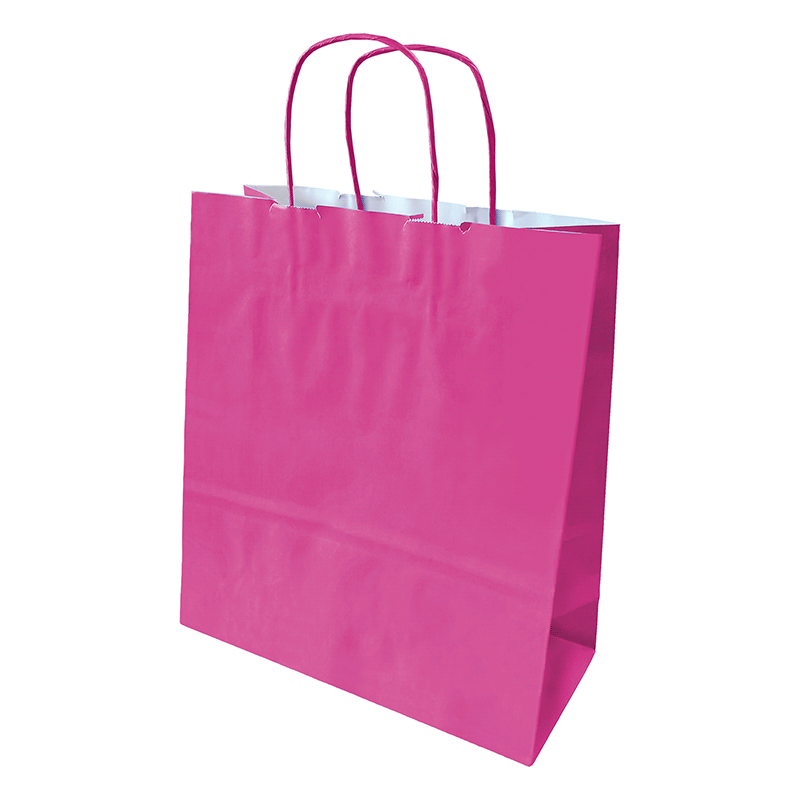 Bolsa de Papel 280x110x320mm Asas Rizadas 90G Rosa