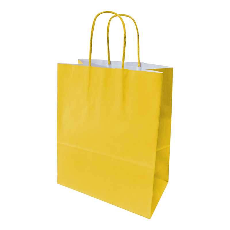 Paper Bag 220x100x280mm Twist Handles 90G Yellow