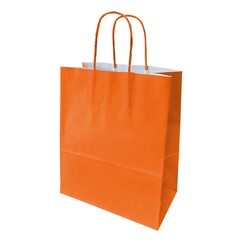 Paper Bag 220x100x280mm Twist Handles 90G Orange