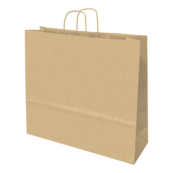Saco de Papel 520x160x490mm Asas Torcidas 115G Castanho